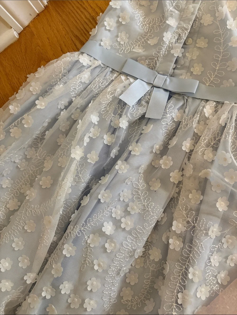 EUC - Girls Light Blue Floral Lace Dress & Pink Sparkly Dress - size 8